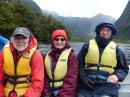Randall, Judith, and Andrew bundled-up for our tender ride in Doubtful Sound, Nov 2015
